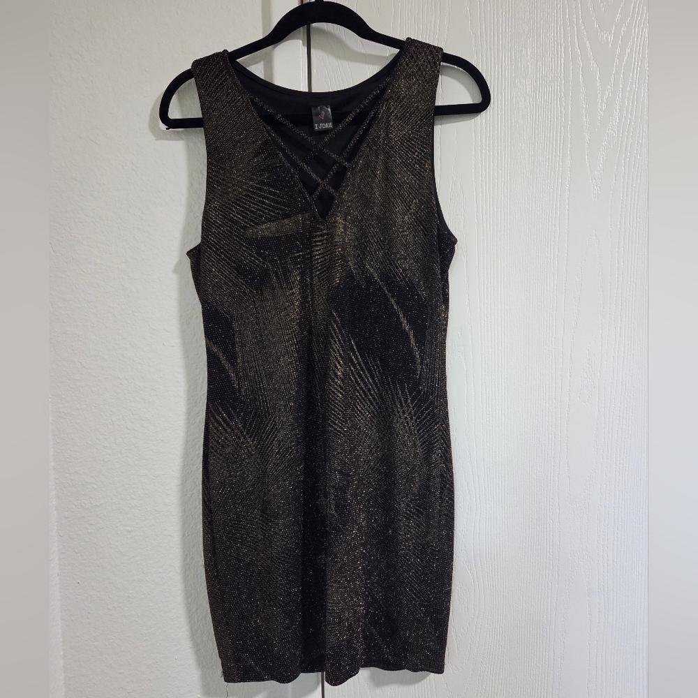 Black and Gold Sleeveless Sheath Mini Dress